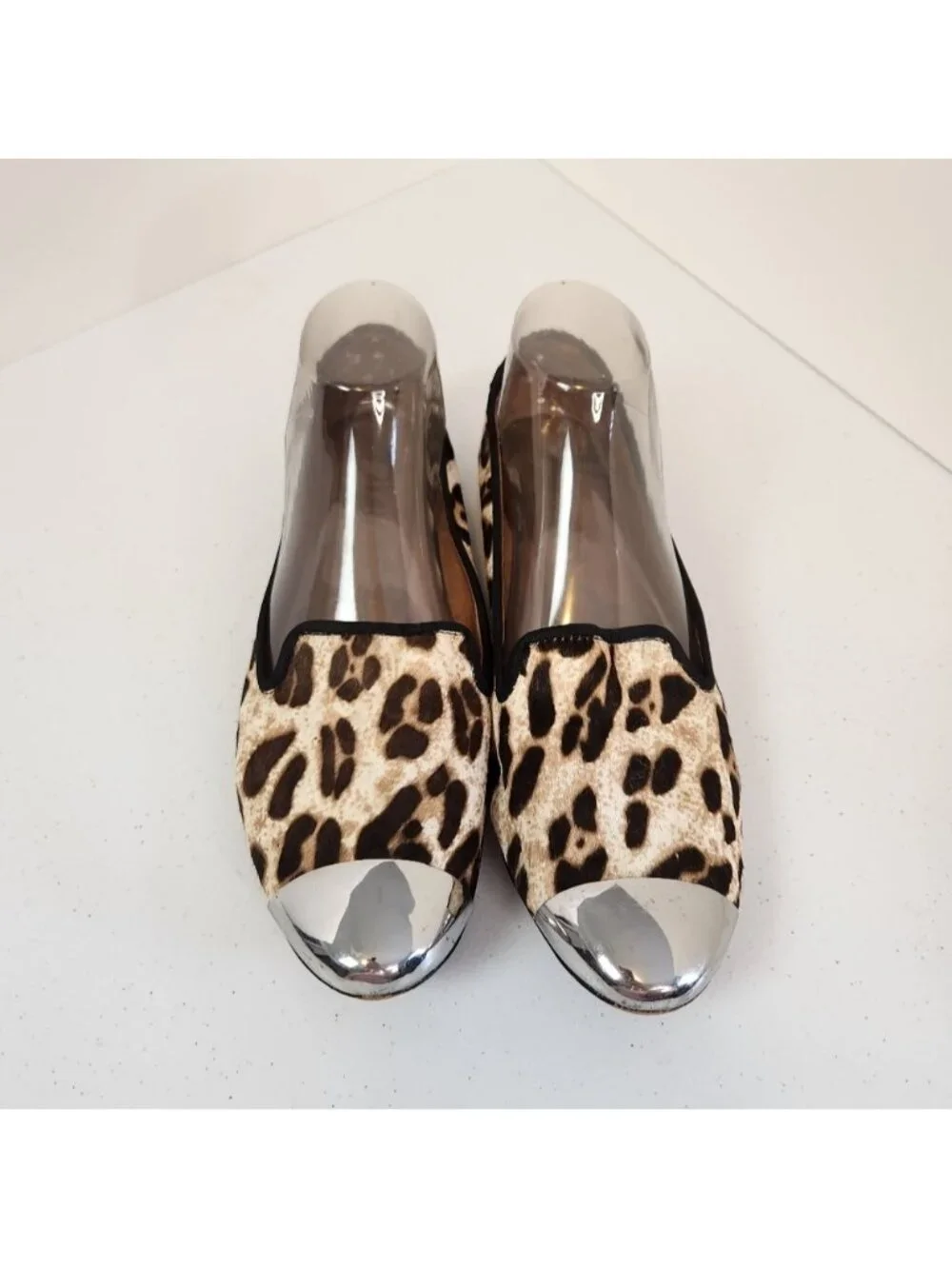 Sam Edelman Aster Womens Shoes Size 9.5 M Calf Hair Leopard Silver Flats Leather